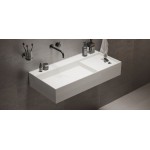 Νιπτήρας επίτοιχος 90x45x16 90 WM με 1 γούρνα χωρίς κολώνα / χωρίς υπερχείλιση χωρίς οπή  από solid surface, χρώμα: Λευκό επιφάνεια: Ματ Επίτοιχοι