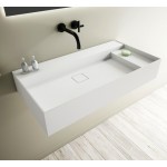 Νιπτήρας επίτοιχος 90x45x16 90 WM με 1 γούρνα χωρίς κολώνα / χωρίς υπερχείλιση χωρίς οπή  από solid surface, χρώμα: Λευκό επιφάνεια: Ματ Επίτοιχοι