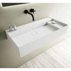 Νιπτήρας επίτοιχος 90x45x16 90 WM με 1 γούρνα χωρίς κολώνα / χωρίς υπερχείλιση χωρίς οπή  από solid surface, χρώμα: Λευκό επιφάνεια: Ματ Επίτοιχοι