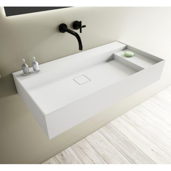 Νιπτήρας επίτοιχος 90x45x16 90 WM με 1 γούρνα χωρίς κολώνα / χωρίς υπερχείλιση χωρίς οπή  από solid surface, χρώμα: Λευκό επιφάνεια: Ματ Επίτοιχοι