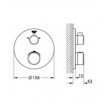 Shower tap Wall-mounted external part 2 way material: Brass thermostatic With plate without hand shower, hose and holder, color: Chrome surface: Glossy Wall-mounted - external part