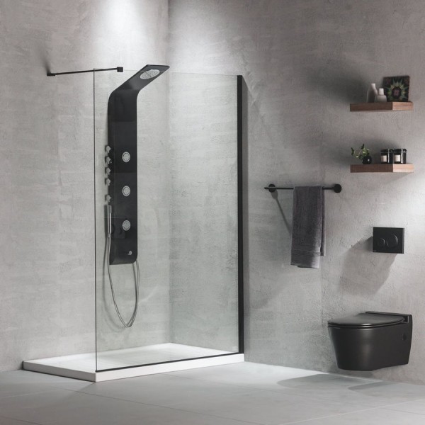 Shower enclosure Linear 120x200 8mm fixed surface: Matt, color: Black Linear Shower enclosure Linear 120x200 8mm fixed surface: Matt, color: Black Linear