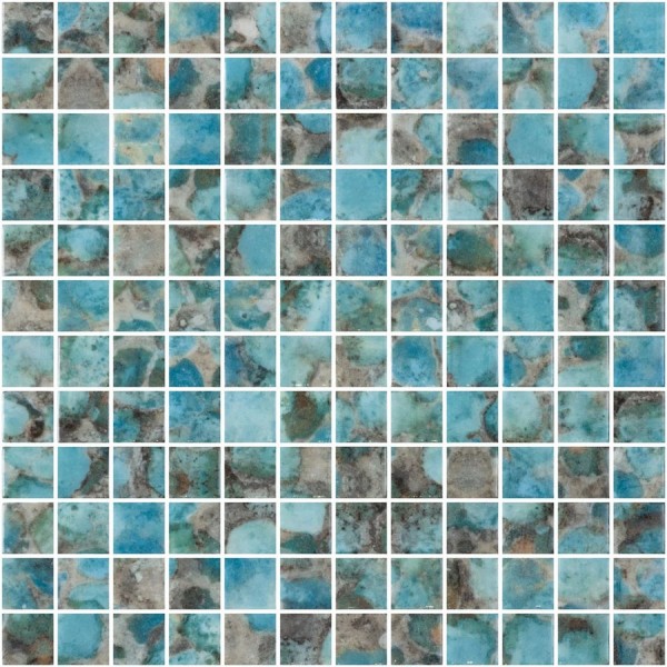 Pool mosaic 2,5x2,5 Spain, shape: Square 1st choice, hue: Green Mosaics for pool