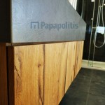 Έπιπλο μπάνιου κομπλέ με νιπτήρα, 130x40x55,5 από ξύλο επίτοιχου τύπου, χρώμα: Ξύλο Καρυδιά Έπιπλα μπάνιου κομπλέ
