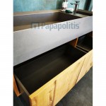 Έπιπλο μπάνιου κομπλέ με νιπτήρα, 130x40x55,5 από ξύλο επίτοιχου τύπου, χρώμα: Ξύλο Καρυδιά Έπιπλα μπάνιου κομπλέ