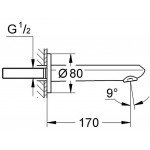 Spout (Nozzle) 17cm Wall-mounted material: Brass, color: Chrome surface: Glossy Bath spouts Spout (Nozzle) 17cm Wall-mounted material: Brass, color: Chrome surface: Glossy Bath spouts