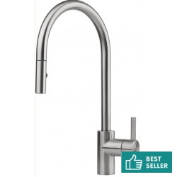 Kitchen tap Deck-mounted material: Inox with shower, color: Chrome surface: Brushed Deck-mounted