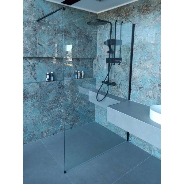 Shower enclosure Linear 120x200 8mm fixed surface: Matt, color: Black Linear Shower enclosure Linear 120x200 8mm fixed surface: Matt, color: Black Linear