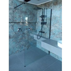 Καμπίνα ντουζιέρας ευθύγραμμη 120x200 8mm σταθερή & βραχίονας επιφάνεια: Ματ, χρώμα: Μαύρο Ευθύγραμμες