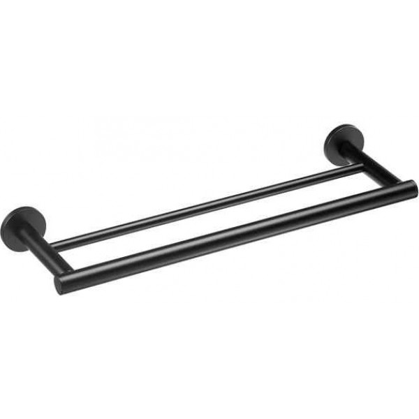 Towel 40cm Fixed double material: Brass, color: Black surface: Matt Towel rails