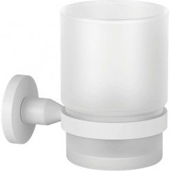 Ποτηροθήκη από ορείχαλκο επίτοιχος τύπος με κρυστάλλινο ποτήρι, χρώμα: Λευκό επιφάνεια: Ματ Ποτηροθήκες