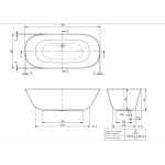Bathtub Free standing/ Built-in 175x80 material: Quaryl surface: Matt, color: White no grab bars Free standing/ Built-in