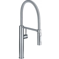 Kitchen tap Deck-mounted material: Inox with shower C-Spout, color: Chrome surface: Brushed Deck-mounted