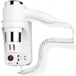 Στεγνωτήρας μαλλιών 1600watt, 3 ταχυτήτων, με επίτοιχη βάση από ABS, χρώμα: Λευκό Στεγνωτήρες μαλλιών