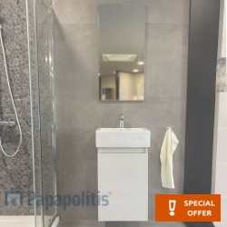 Bathroom furniture set with washbasin 43x31x73,5 material: Wood composite wall mounted, color: White