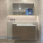 Έπιπλο μπάνιου κομπλέ με νιπτήρα, 100x46x62 από ξύλο συνθετικό επίτοιχου τύπου Brown, χρώμα: Ξύλο Καρυδιά Έπιπλα μπάνιου κομπλέ