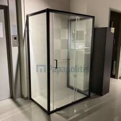 Καμπίνα ντουζιέρας ορθογώνια 120x80x185 6mm συρόμενη επιφάνεια: Ματ, χρώμα: Μαύρο Ορθογώνιες