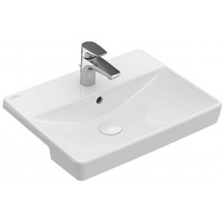 Washbasin Semi-recessed 55x44 material: Porcelain, color: White surface: Glossy
