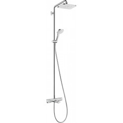 Bathtub tap with showerpipe and overhead shower Wall-mounted material: Brass thermostatic 280, color: Chrome surface: Glossy Wall-mounted exposed with showerpipe and overhead shower