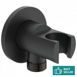 Shower holder Fixed With Outlet elbow material: Brass silk black, color: Black surface: Matt