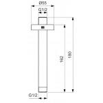 Βραχίονας 15cm silk black οροφής από ορείχαλκο, χρώμα: Μαύρο επιφάνεια: Ματ Βραχίονες κεφαλής ντους