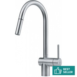 Μπαταρία κουζίνας επικαθήμενη από inox με ντους J-Spout, χρώμα: Χρωμέ επιφάνεια: Βουρτσισμένη Επικαθήμενες