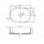Νιπτήρας ελευθέρας τοποθέτησης 40x28x12 από τσιμεντοειδές χωρίς οπή  χωρίς υπερχείλιση E5, Terrazzo, χρώμα: Λευκό επιφάνεια: Ματ Ελευθέρας τοποθέτησης