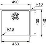 Νεροχύτης ανοξείδωτος 45x40 από inox επιφάνεια: Λεία ματ χωρίς πάγκο ένθετος με συνεπίπεδο προφίλ (Flushmount) / υποκαθήμενος, 1 γούρνα (49x44cm), χρώμα: Χρωμέ Ανοξείδωτοι