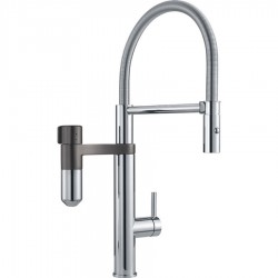 Kitchen tap Deck-mounted material: Brass with water filter, color: Chrome surface: Glossy