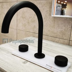 Wash basin tap Deck-mounted dual-level L size material: Brass With push-open waste set X collection Black Matt, color: Black surface: Matt Deck-mounted