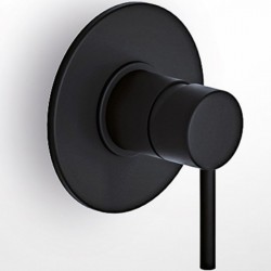 Shower tap Wall-mounted concealed - complete set 1 way material: Brass mixer With plate without hand shower, hose and holder Black matt, color: Black surface: Matt Wall-mounted - external part