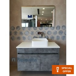 Bathroom furniture set without washbasin 100x46x57 material: Wood composite wall mounted, color: Grey Bathroom furniture sets