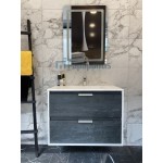 Έπιπλο μπάνιου κομπλέ με νιπτήρα, 80x45x62 από ξύλο συνθετικό επίτοιχου τύπου, χρώμα: Ξύλο Γκρι Έπιπλα μπάνιου κομπλέ