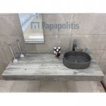 Bathroom furniture set with washbasin 135x50x12 material: Wood composite wall mounted, color: Wood Grey Bathroom furniture sets Bathroom furniture set with washbasin 135x50x12 material: Wood composite wall mounted, color: Wood Grey Bathroom furniture sets