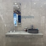 Έπιπλο μπάνιου κομπλέ με νιπτήρα, 135x50x12 από ξύλο συνθετικό επίτοιχου τύπου, χρώμα: Ξύλο Γκρι Έπιπλα μπάνιου κομπλέ