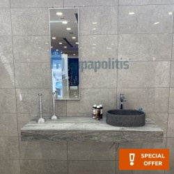 Έπιπλο μπάνιου κομπλέ με νιπτήρα, 135x50x12 από ξύλο συνθετικό επίτοιχου τύπου, χρώμα: Ξύλο Γκρι Έπιπλα μπάνιου κομπλέ