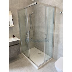 Καμπίνα ντουζιέρας ορθογώνια 120x80x185 6mm συρόμενη επιφάνεια: Γυαλιστερή, χρώμα: Χρωμέ Ορθογώνιες