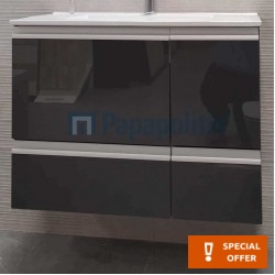 Βάση επίπλου με νιπτήρα 80x47x60 από λάκα επίτοιχου τύπου με 1 νιπτήρα, χρώμα: Wenge Βάσεις επίπλου με νιπτήρα