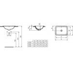 Washbasin Built-in 42x35 material: Porcelain With overflow Without hole, color: White surface: Glossy Built-in