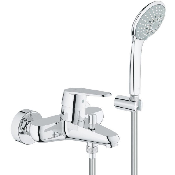 Bathtub tap Wall-mounted exposed material: Brass with hand shower, hose and holder mixer, color: Chrome surface: Glossy Wall-mouned exposed Bathtub tap Wall-mounted exposed material: Brass with hand shower, hose and holder mixer, color: Chrome surface: Glossy Wall-mouned exposed