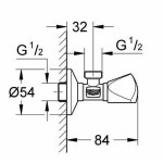 Διακόπτης γωνιακός, 1/2'' x 1/2'', TDL από ορείχαλκο, χρώμα: Χρωμέ επιφάνεια: Γυαλιστερή Διακόπτες, Κάνουλες