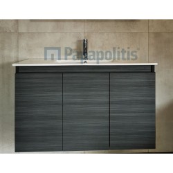 Βάση επίπλου με νιπτήρα 100x46x60 από ξύλο συνθετικό επίτοιχου τύπου με 1 νιπτήρα dark grey, χρώμα: Ξύλο Γκρι Βάσεις επίπλου με νιπτήρα