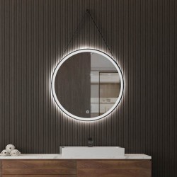 Mirror, shape: Round 80x80 material: Crystal, color: Black