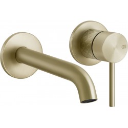 Wash basin tap Wall-mounted - external part 2 holes mixer Without waste, color: Gold Brass Brushed PVD material: Inox surface: Brushed Wall-mounted - external part