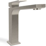Wash basin tap Deck-mounted L size material: Brass mixer With push-open waste set brushed nickel, color: Chrome surface: Brushed Deck-mounted