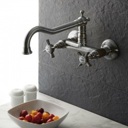 Μπαταρία κουζίνας επίτοιχη 2 οπών, 852 inox finish από ορείχαλκο, χρώμα: Χρωμέ επιφάνεια: Βουρτσισμένη Επίτοιχες