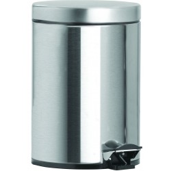 Waste bin material: Inox T3 5 lt Closed Floor standing, color: Chrome surface: Matt