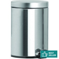 Waste bin material: Inox T3 5 lt Closed Floor standing, color: Chrome surface: Matt Dustbins