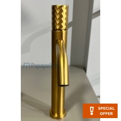 Μπαταρία νιπτήρος επικαθήμενη αναμεικτική από ορείχαλκο με βαλβίδα push-open  υψηλή με λαβή V, brushed gold, χρώμα: Χρυσό επιφάνεια: Βουρτσισμένη Επικαθήμενες