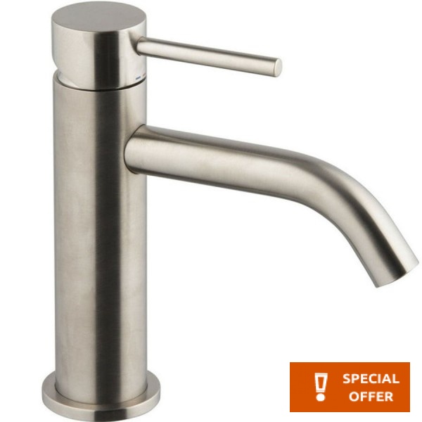 Wash basin tap Deck-mounted material: Brass mixer S size With push-open waste set, color: Chrome surface: Brushed Deck-mounted